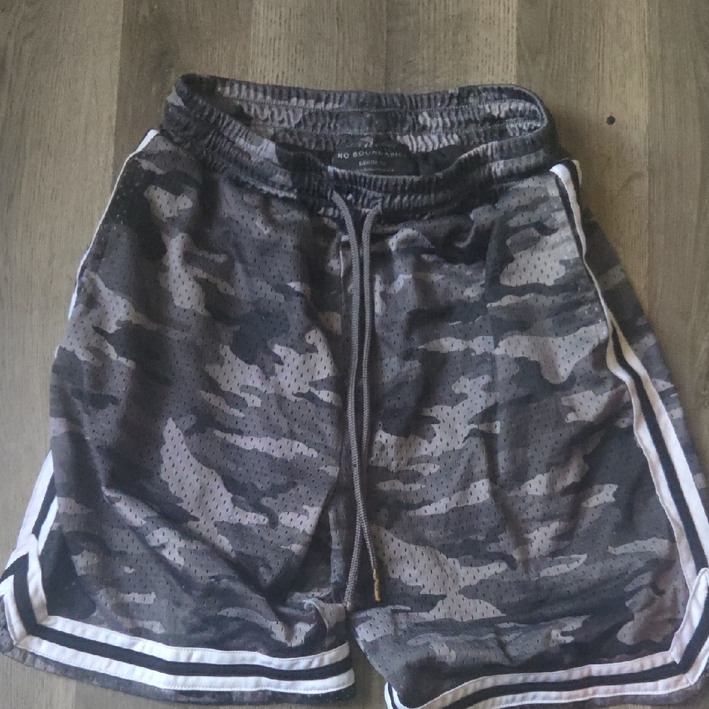 No Boundaries Camo Athletic Shorts - Black and Gray